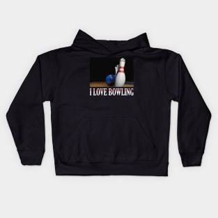 I Love Bowling Kids Hoodie